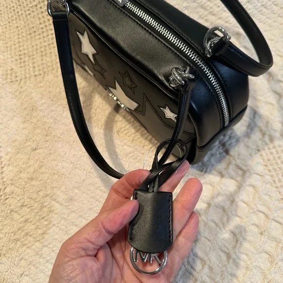 NWOT Michael Kors Black Shoulder Bag with Silver Stars - Picture 3 of 6